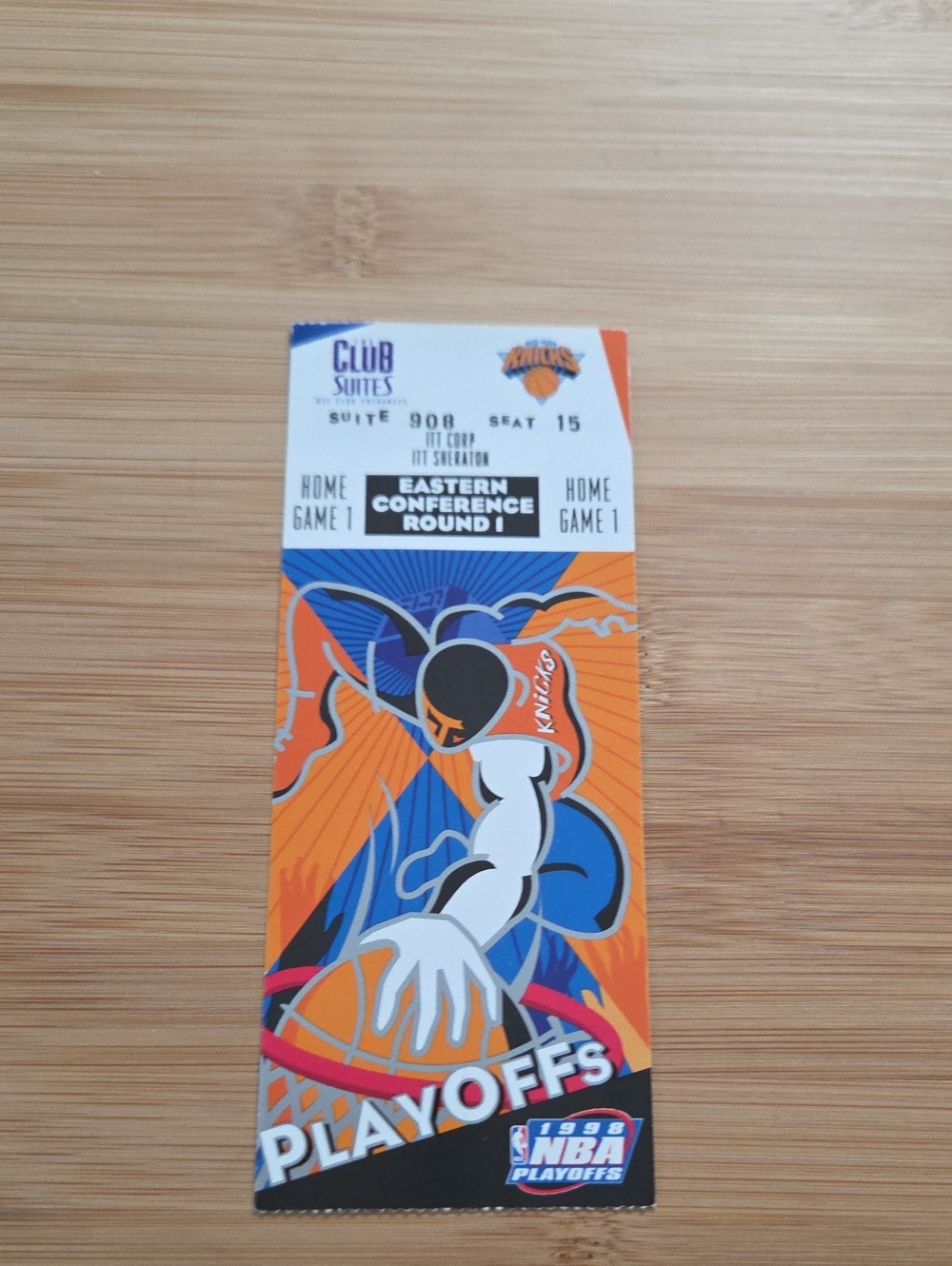 1998 Knicks NBA Playoffs Ticket Stub - Eastern Conference Home Game 1